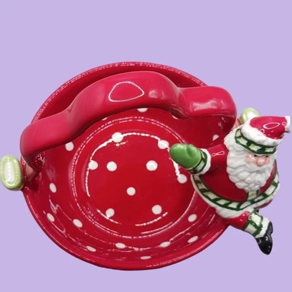 Fitz and floyd ceramic christmas basket with santa claus